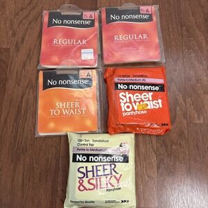 Vintage No Nonsense Pantyhose Lot Of 5  Size A Various Types/Colors Read Descrip